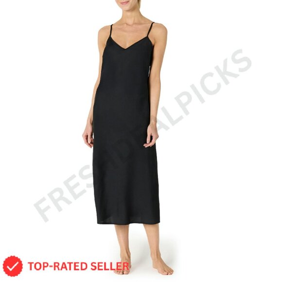 Satin Slip Nightgown Elegant Minimal Chic Lounge Sleepwear Adjustable Straps